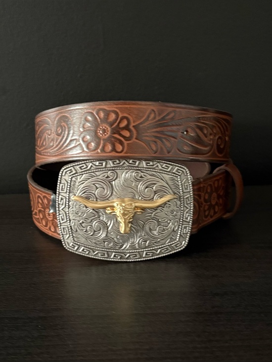 Kacey Musgraves Accessories - NEW Kacey Musgraves x Lee Women's Embossed Western Leather Belt Longhorn Buckle
